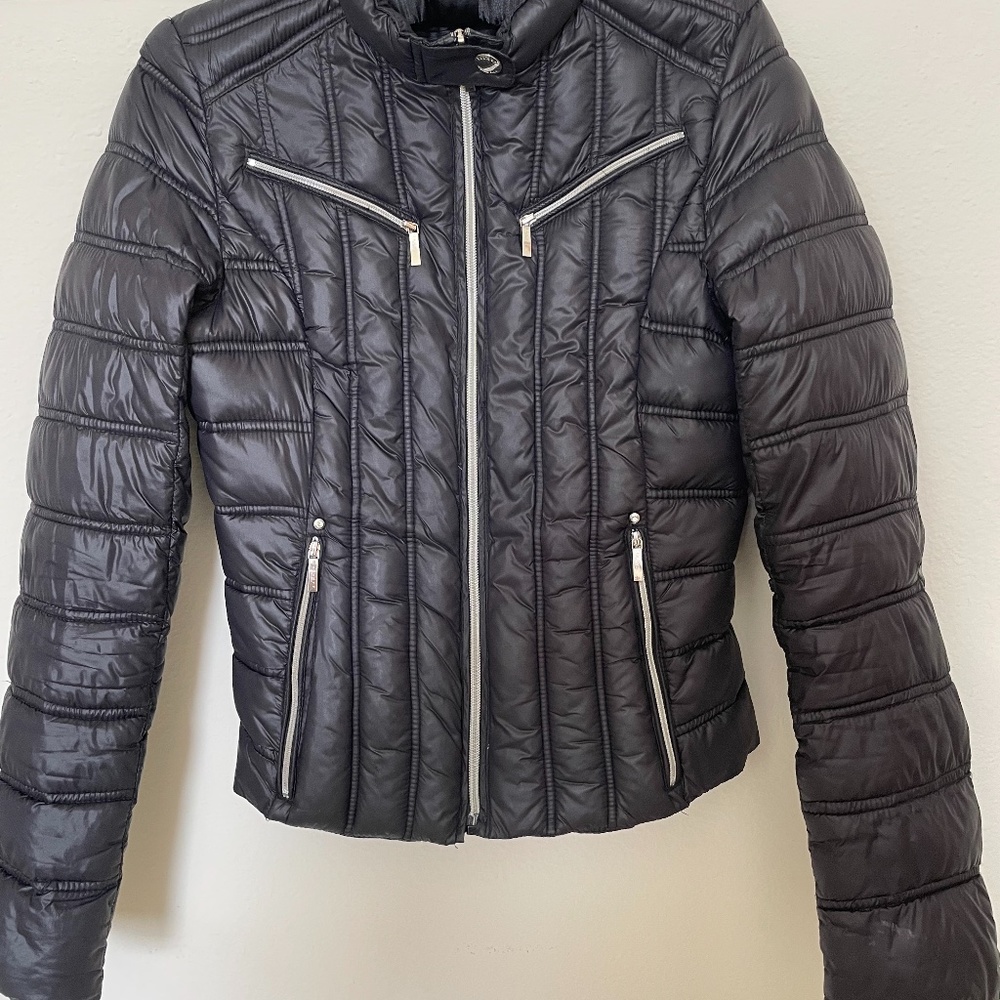 Black Puffy Moto Jacket
